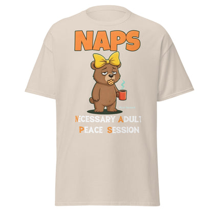 NAPS Necessary Adult Peace Session Funny Bear T-Shirt - Natural - T-Shirts Online