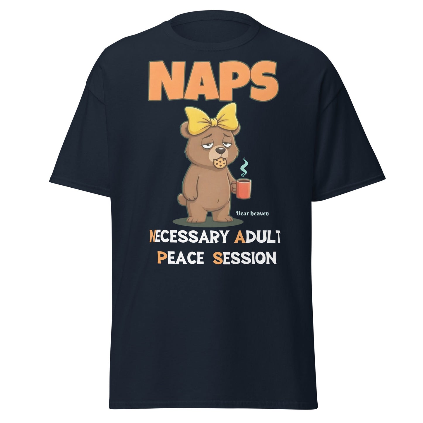 NAPS Necessary Adult Peace Session Funny Bear T-Shirt - Navy - T-Shirts Online