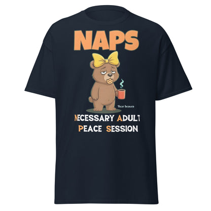 NAPS Necessary Adult Peace Session Funny Bear T-Shirt - Navy - T-Shirts Online