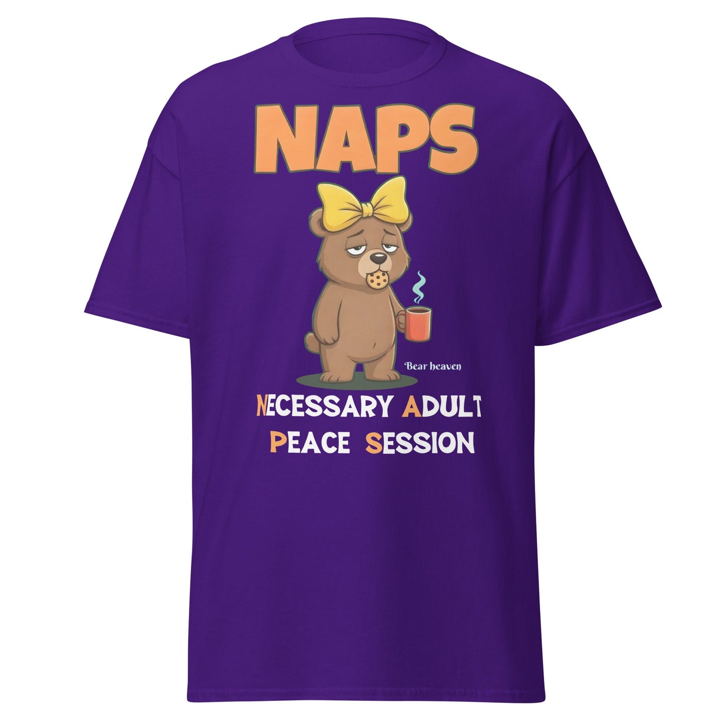 NAPS Necessary Adult Peace Session Funny Bear T-Shirt - Purple - T-Shirts Online