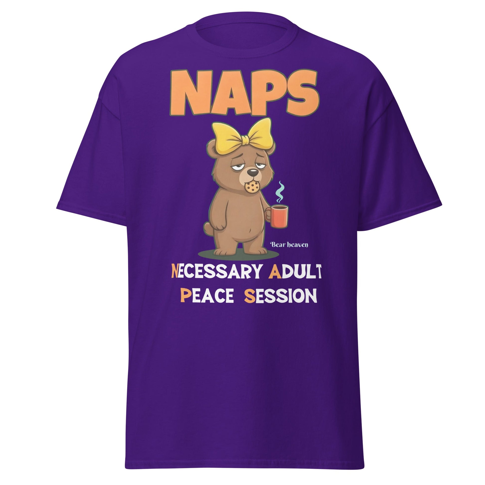 NAPS Necessary Adult Peace Session Funny Bear T-Shirt - Purple - T-Shirts Online