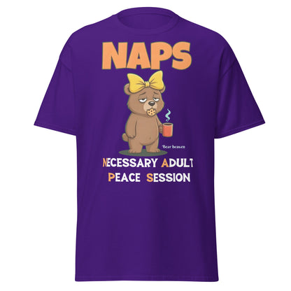 NAPS Necessary Adult Peace Session Funny Bear T-Shirt - Purple - T-Shirts Online