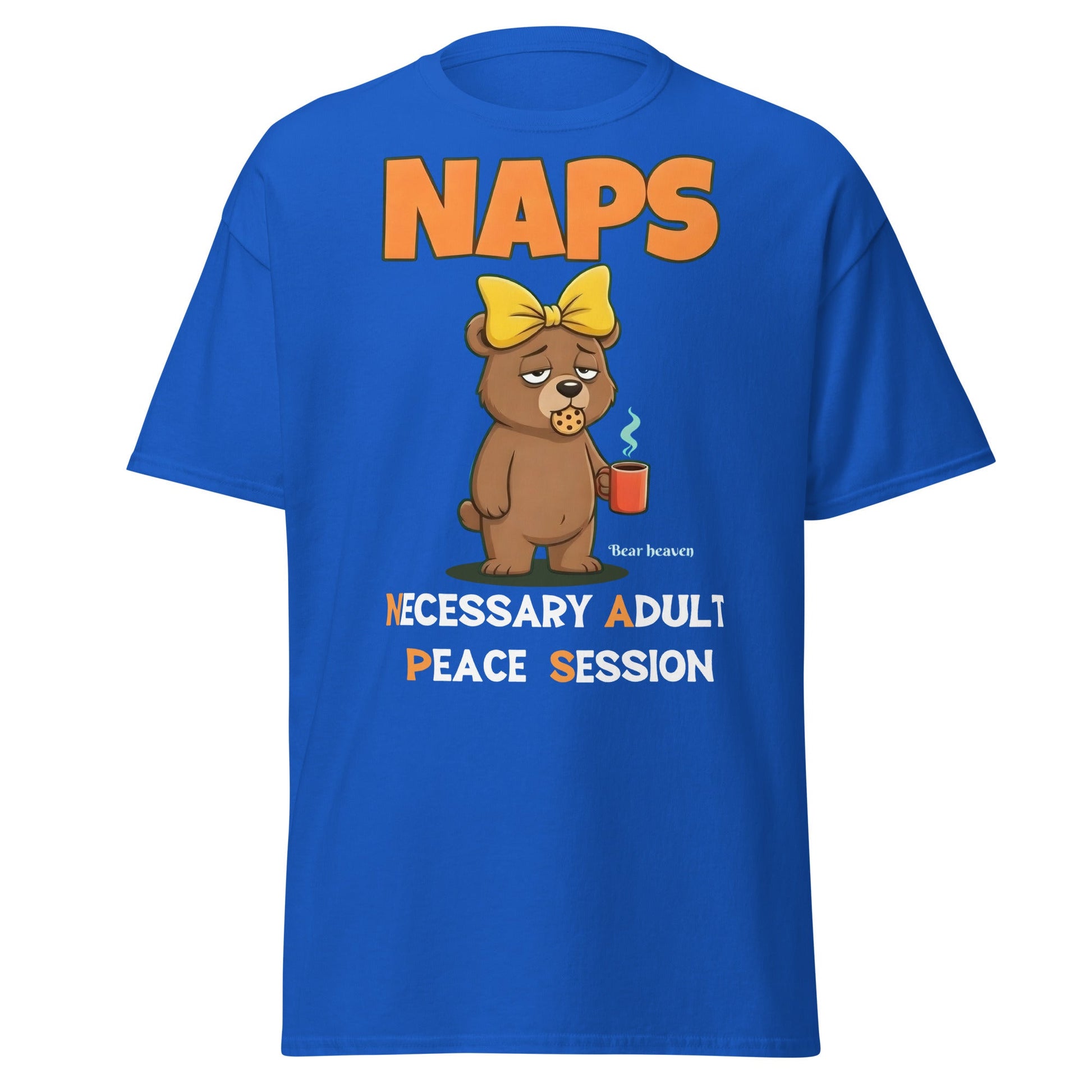 NAPS Necessary Adult Peace Session Funny Bear T-Shirt - Royal - T-Shirts Online