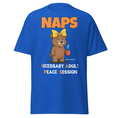 NAPS Necessary Adult Peace Session Funny Bear T-Shirt - Royal - T-Shirts Online