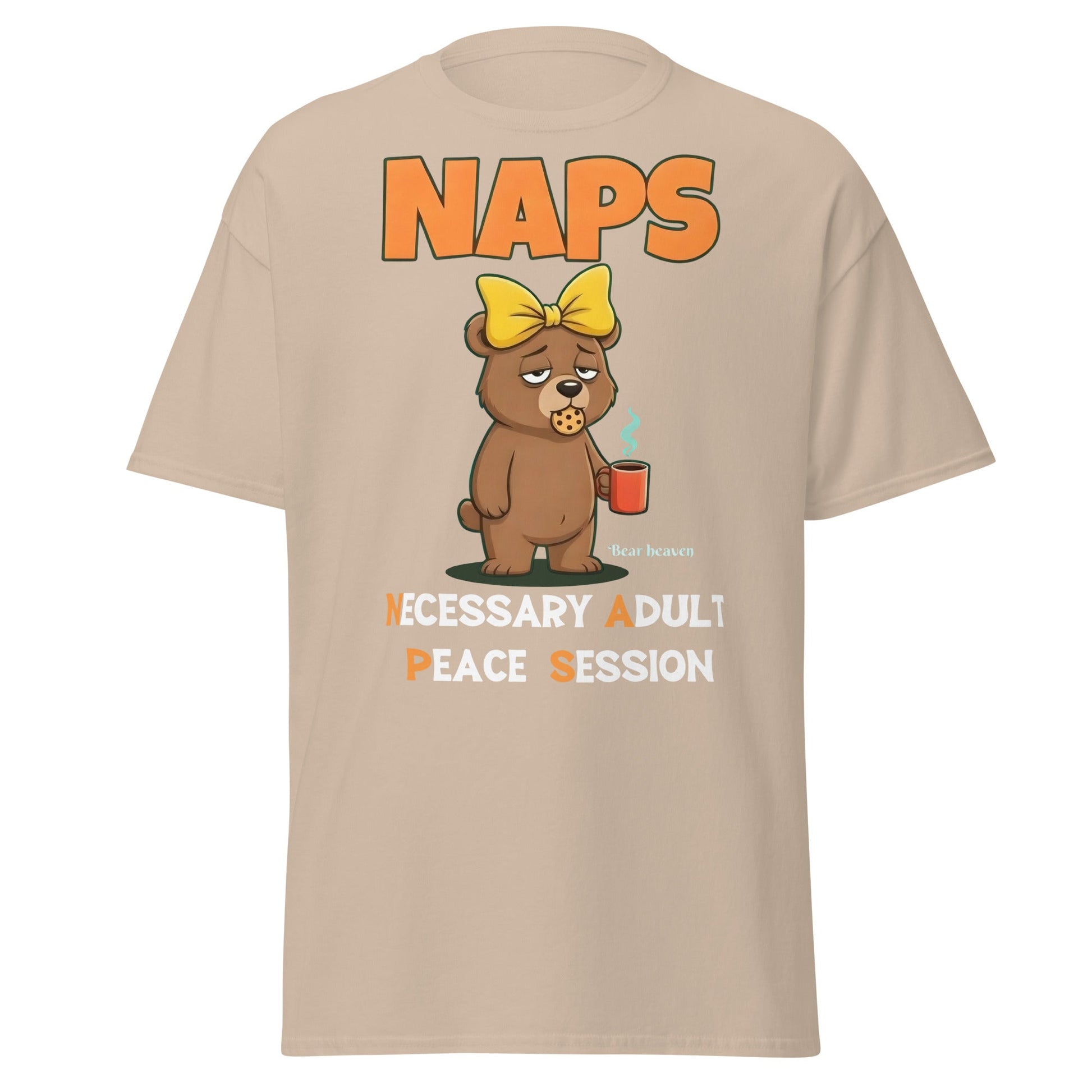 NAPS Necessary Adult Peace Session Funny Bear T-Shirt - Sand - T-Shirts Online