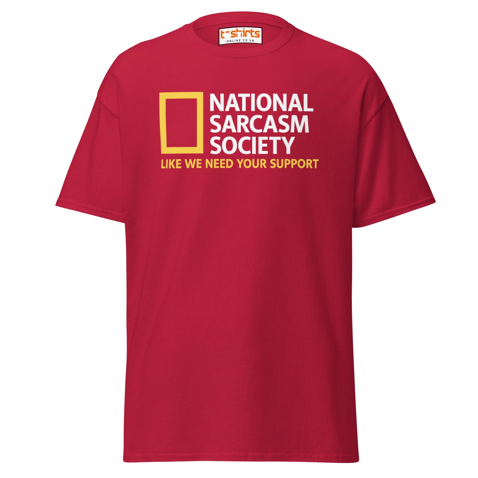 National Sarcasm Society Funny Parody T-Shirt - Cardinal - T-Shirts Online