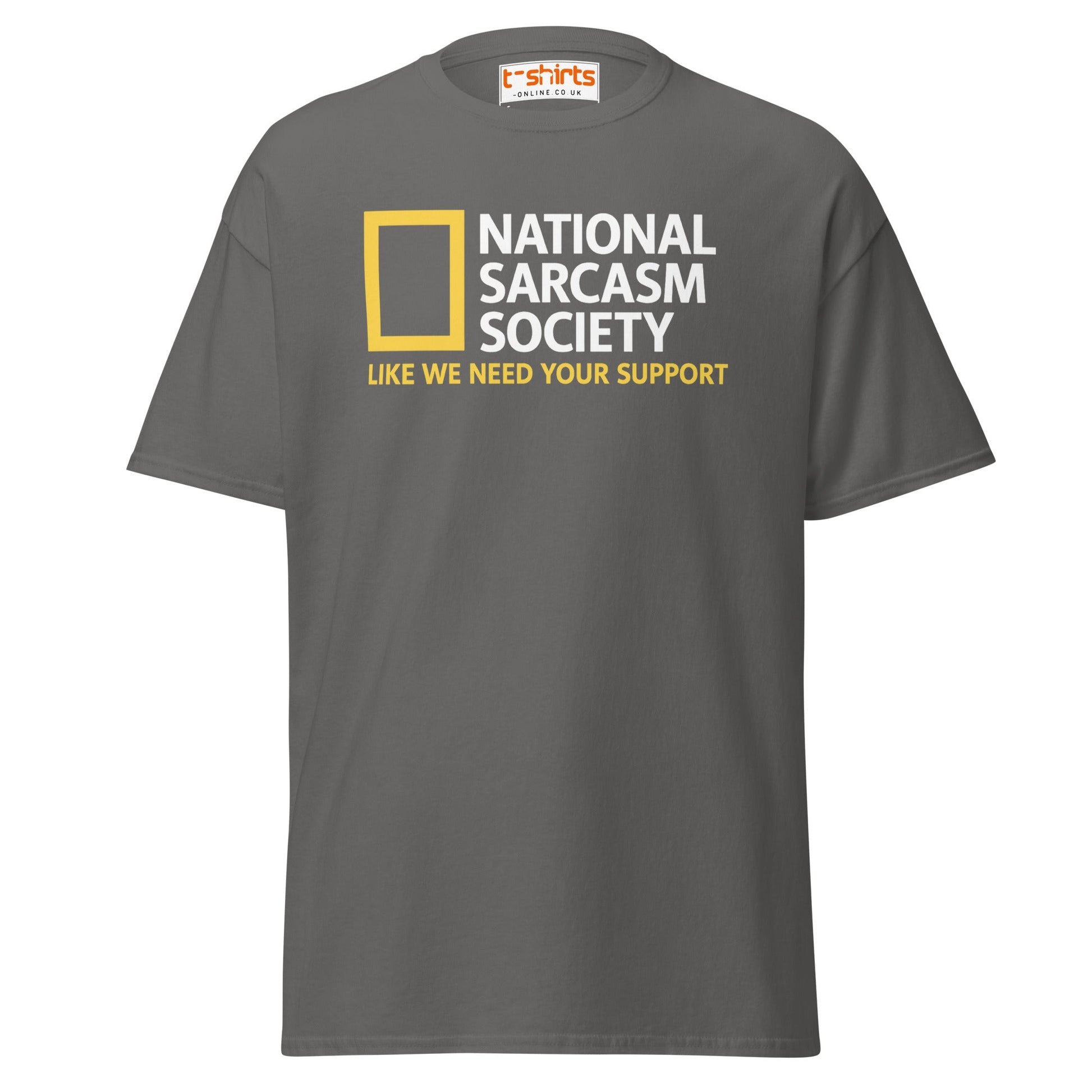 National Sarcasm Society Funny Parody T-Shirt - Charcoal - T-Shirts Online