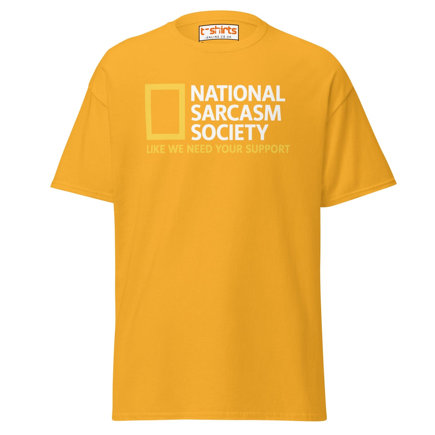 National Sarcasm Society Funny Parody T-Shirt - Gold - T-Shirts Online