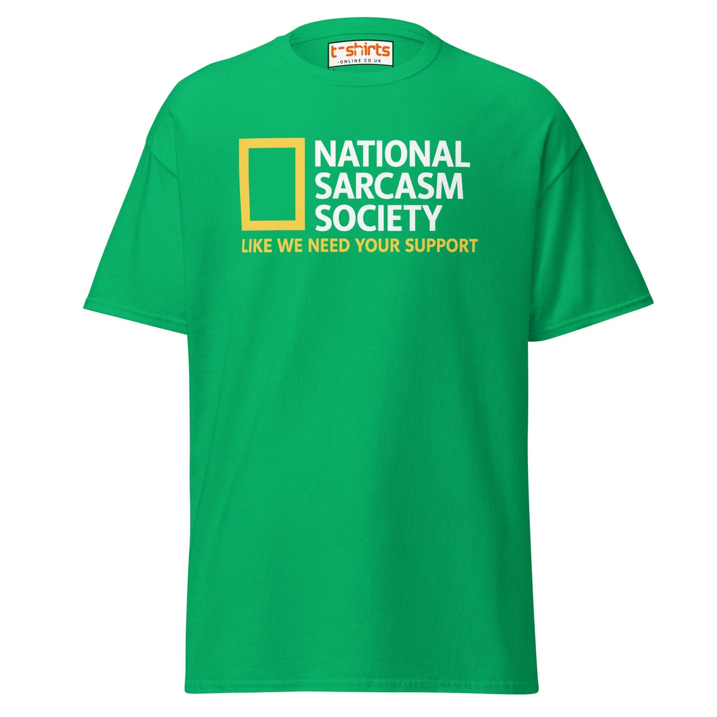 National Sarcasm Society Funny Parody T-Shirt - Irish Green - T-Shirts Online