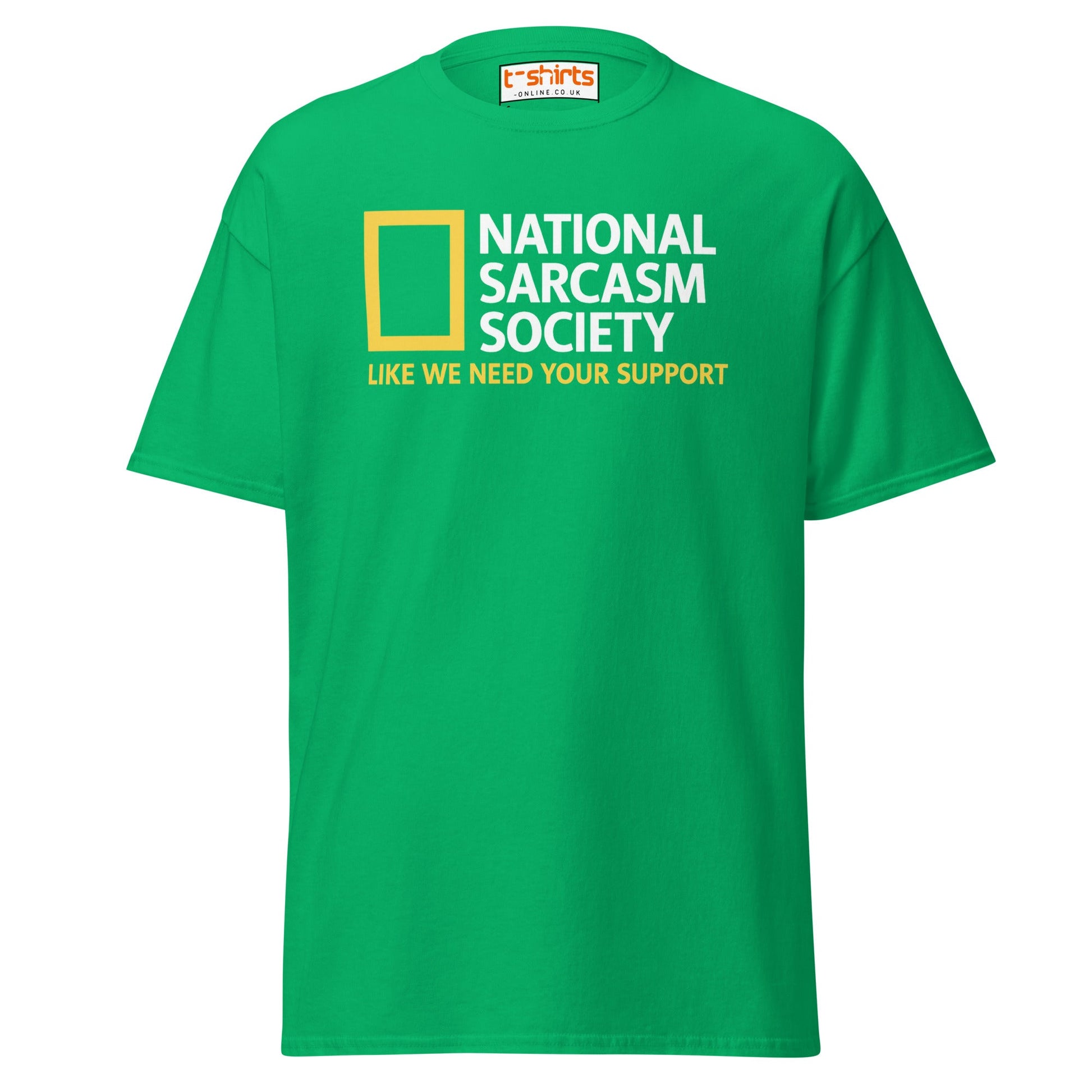 National Sarcasm Society Funny Parody T-Shirt - Irish Green - T-Shirts Online
