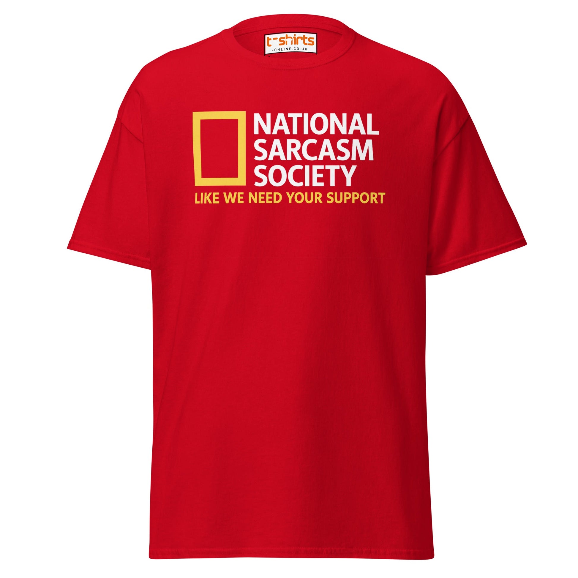 National Sarcasm Society Funny Parody T-Shirt - Red - T-Shirts Online