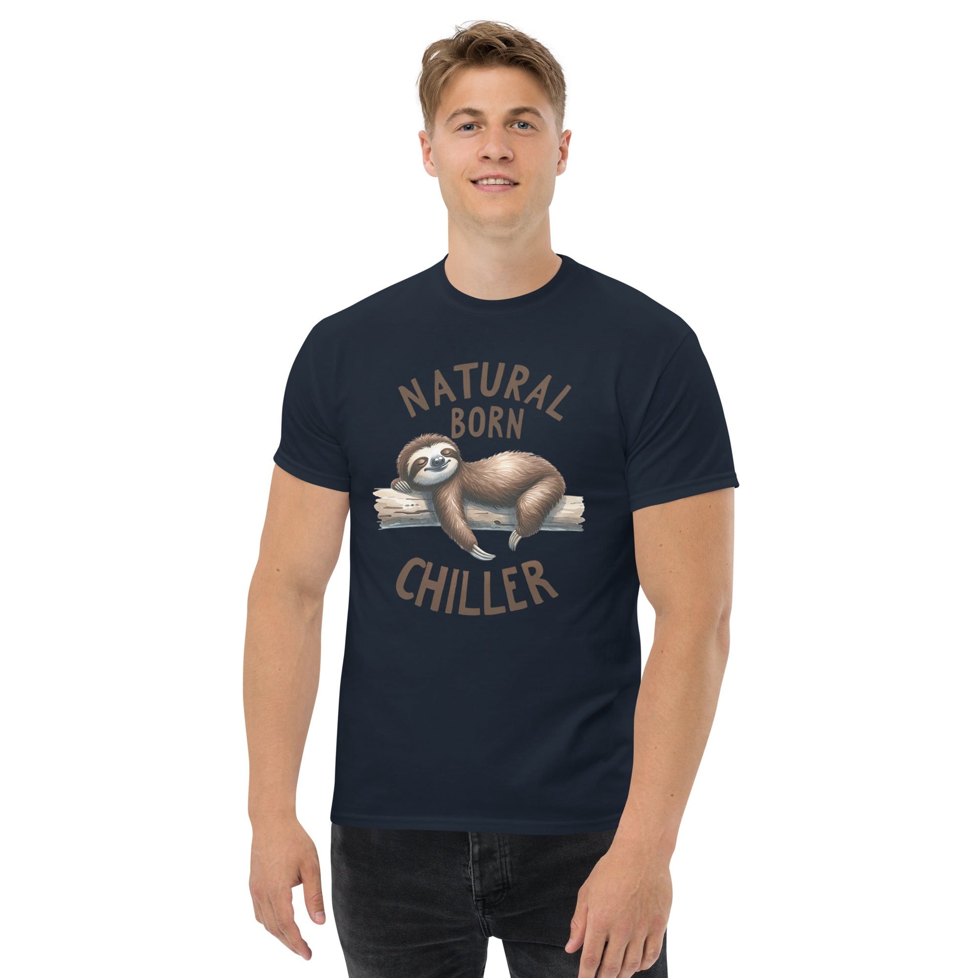 Natural Born Chiller | Sloth T-Shirt - Black - T-Shirts Online