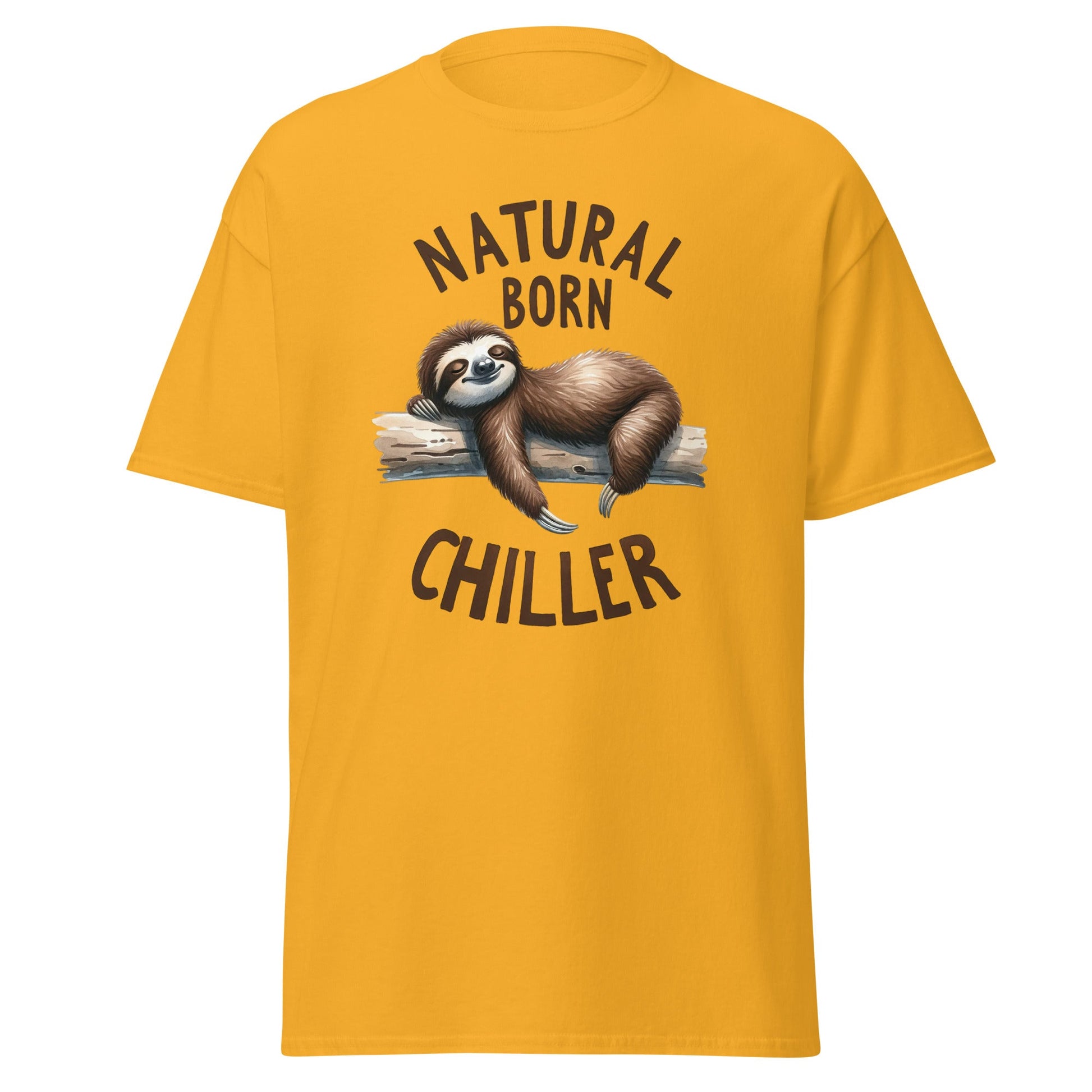 Natural Born Chiller | Sloth T-Shirt - Gold - T-Shirts Online