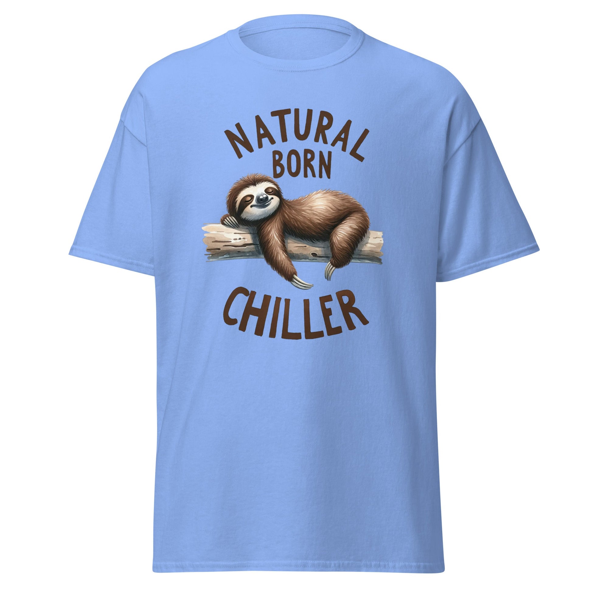 Natural Born Chiller | Sloth T-Shirt - Carolina Blue - T-Shirts Online