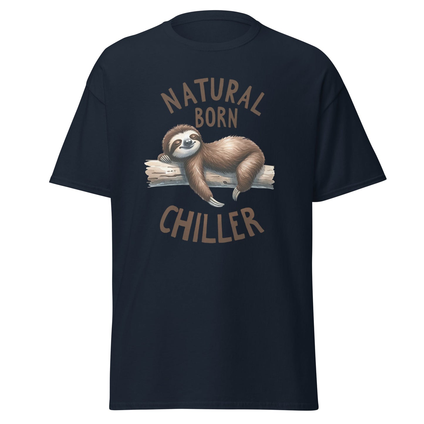 Natural Born Chiller | Sloth T-Shirt - Navy - T-Shirts Online
