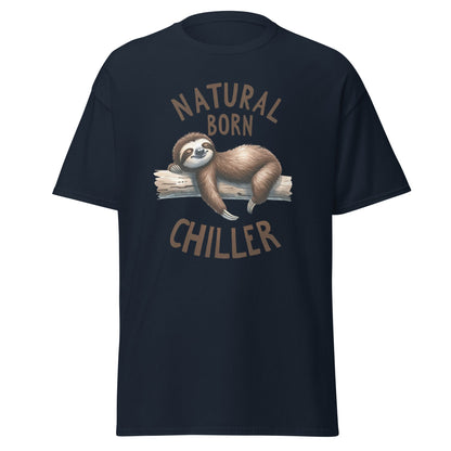 Natural Born Chiller | Sloth T-Shirt - Navy - T-Shirts Online