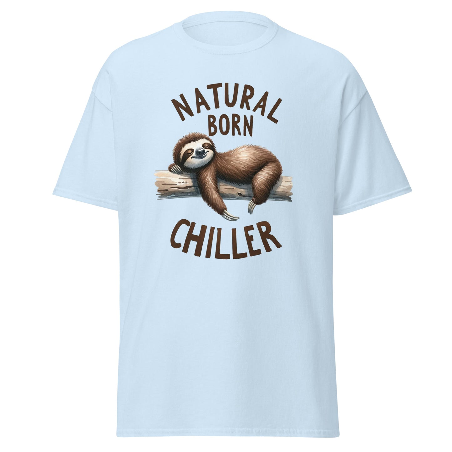 Natural Born Chiller | Sloth T-Shirt - Light Blue - T-Shirts Online