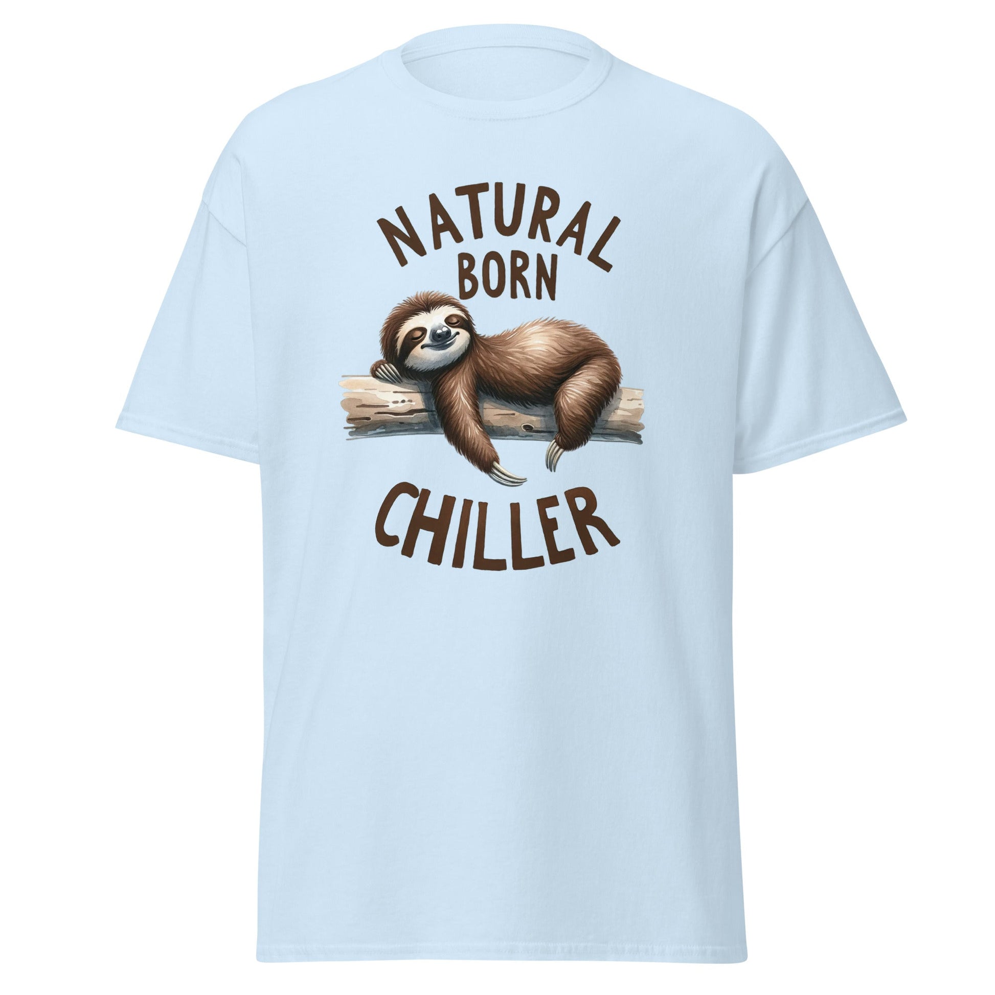 Natural Born Chiller | Sloth T-Shirt - Light Blue - T-Shirts Online