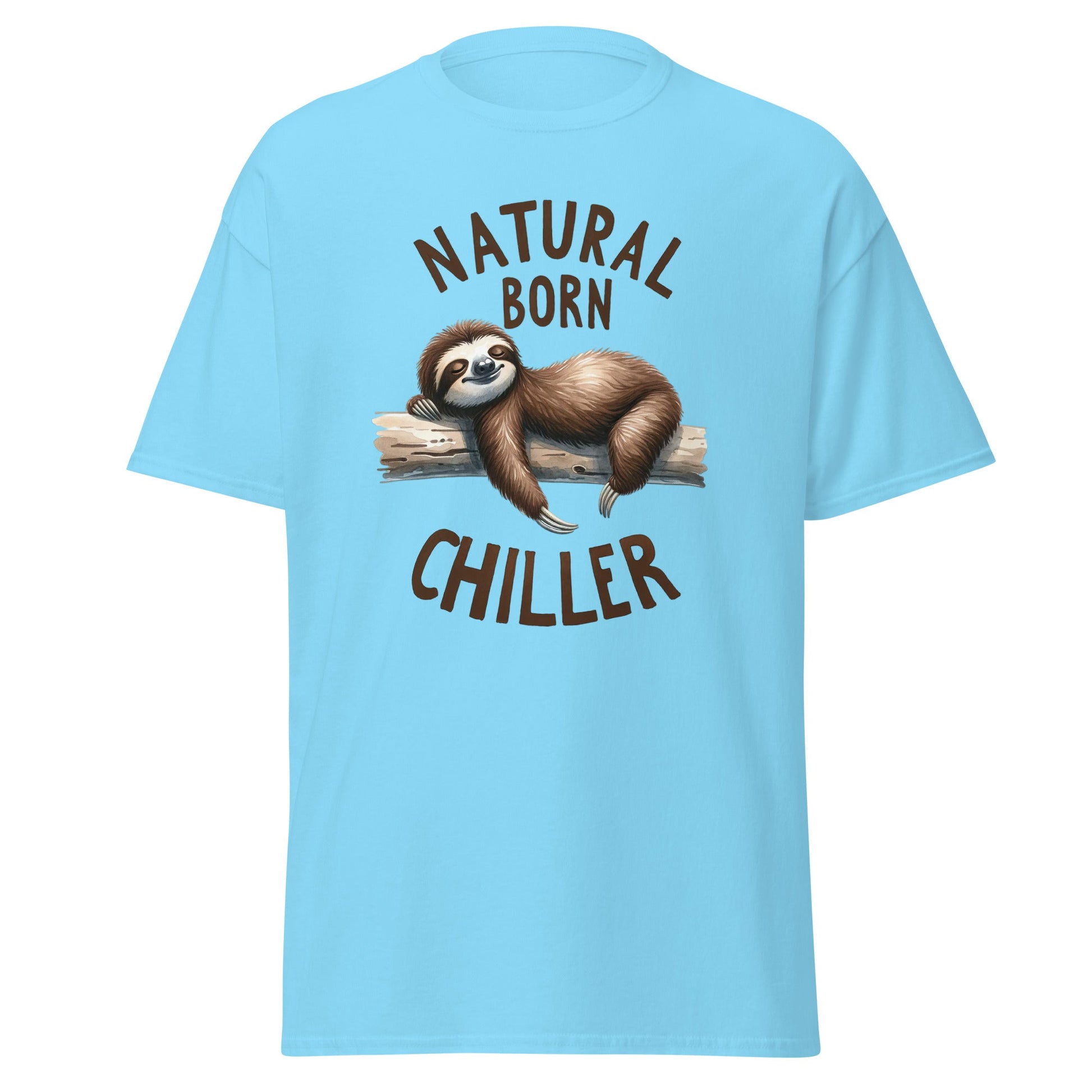 Natural Born Chiller | Sloth T-Shirt - Sky - T-Shirts Online