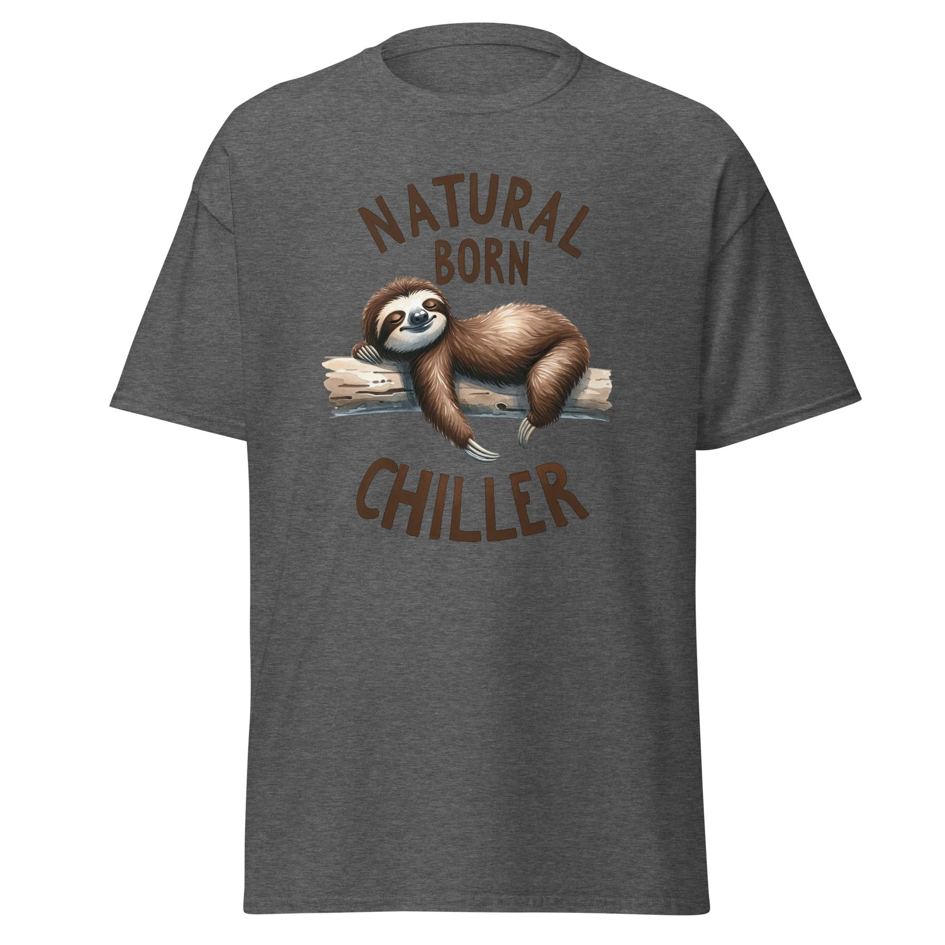Natural Born Chiller | Sloth T-Shirt - Dark Heather - T-Shirts Online