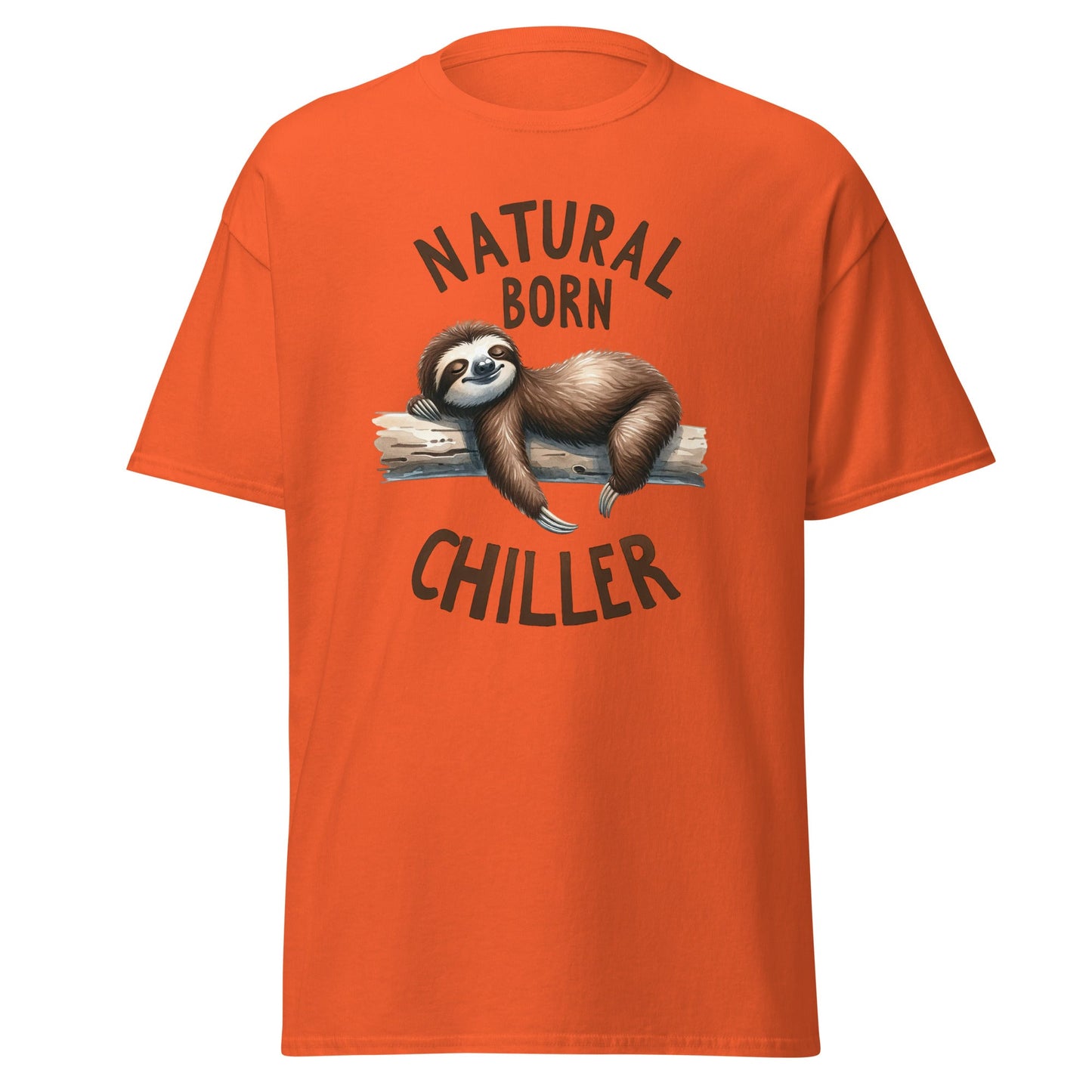 Natural Born Chiller | Sloth T-Shirt - Orange - T-Shirts Online
