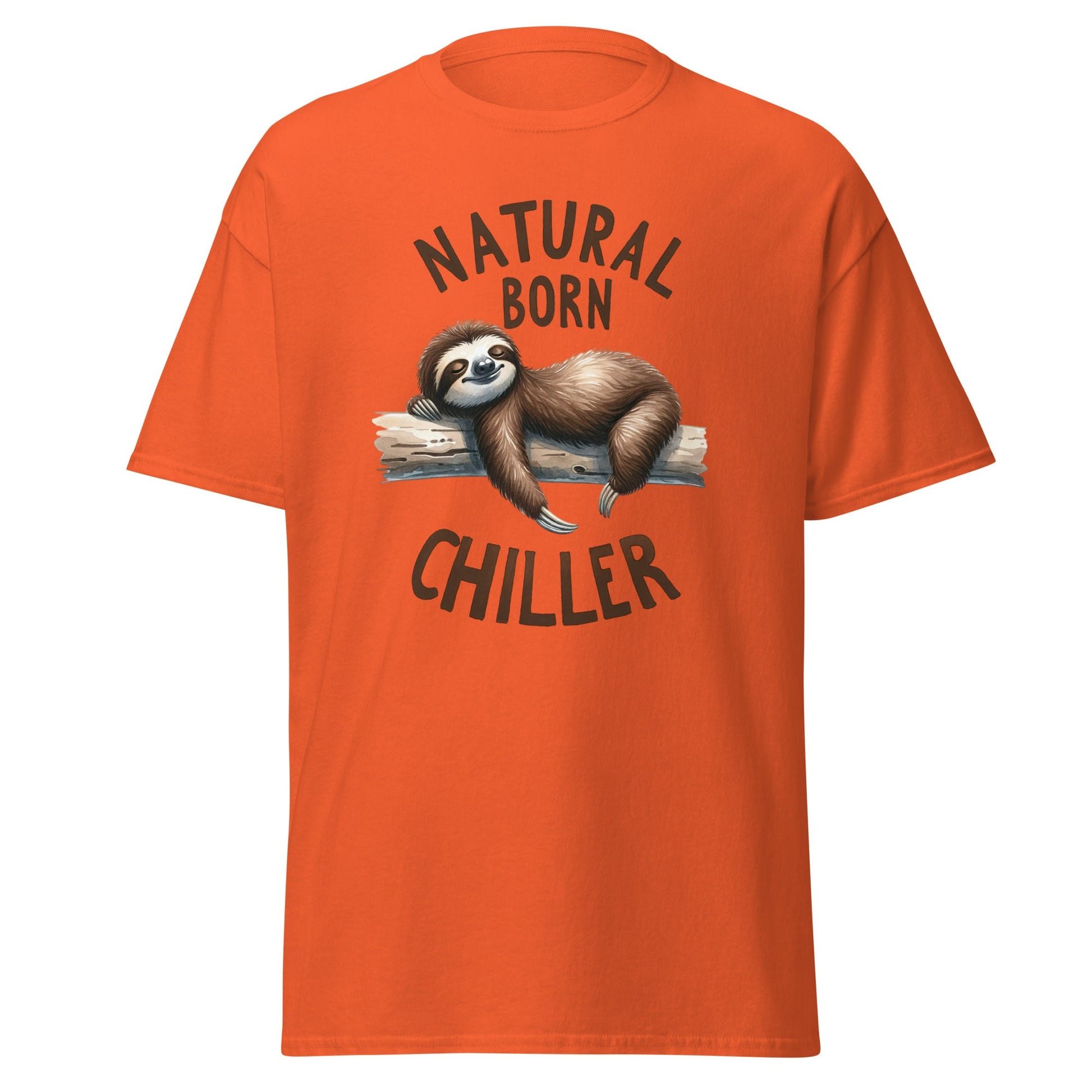 Natural Born Chiller | Sloth T-Shirt - Orange - T-Shirts Online