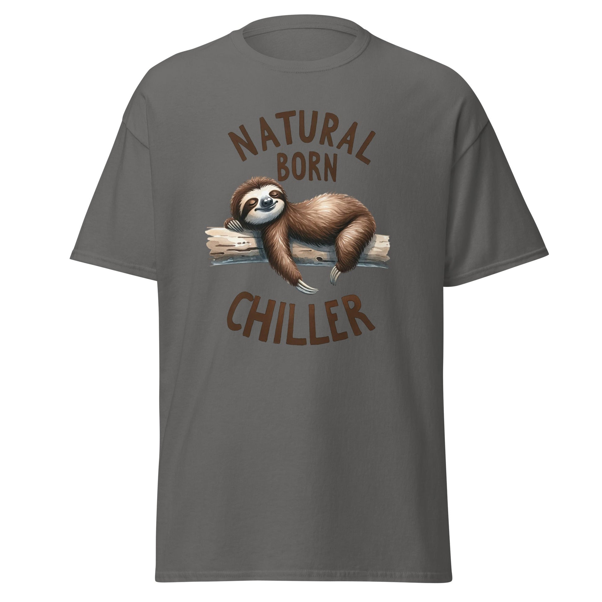 Natural Born Chiller | Sloth T-Shirt - Charcoal - T-Shirts Online