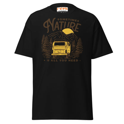 Nature Is All You Need T-Shirt | Adventure Van Tee - Black - T-Shirts Online