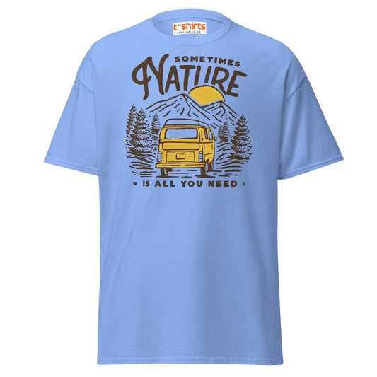 Nature Is All You Need T-Shirt | Adventure Van Tee - Carolina Blue - T-Shirts Online
