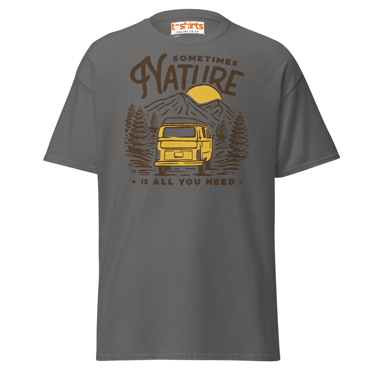 Nature Is All You Need T-Shirt | Adventure Van Tee - Charcoal - T-Shirts Online