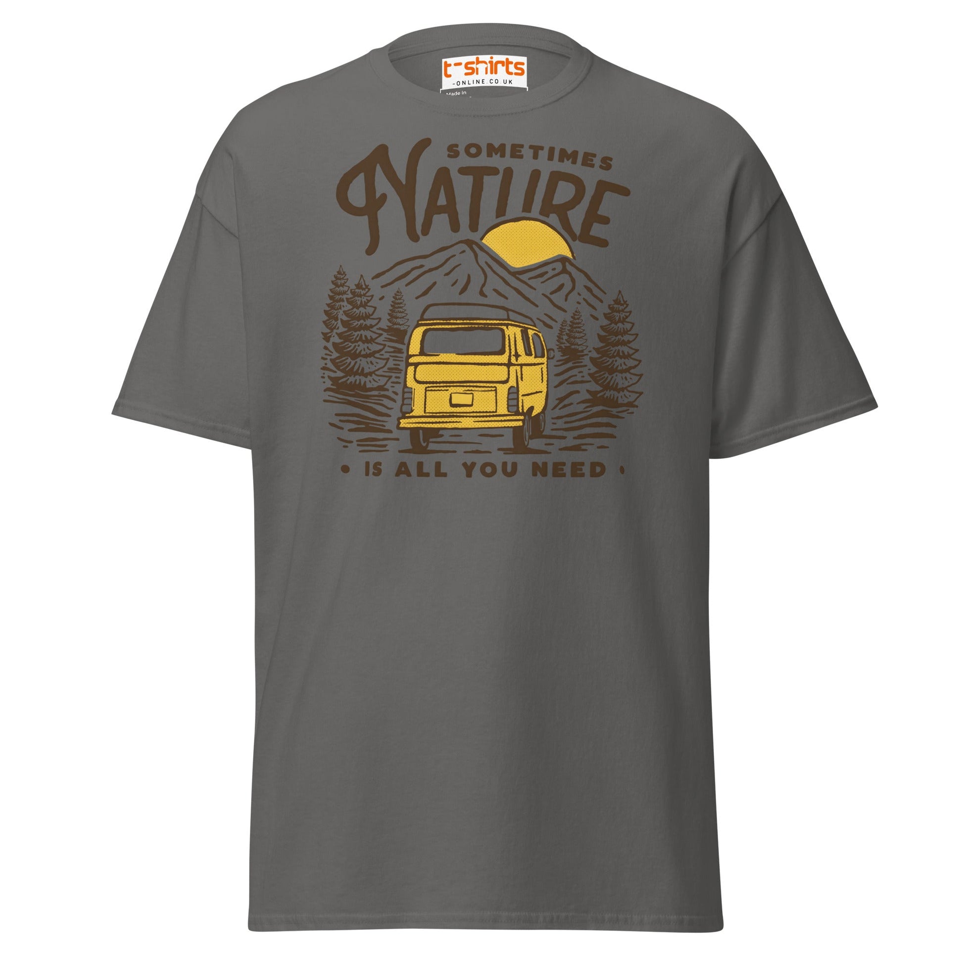 Nature Is All You Need T-Shirt | Adventure Van Tee - Charcoal - T-Shirts Online