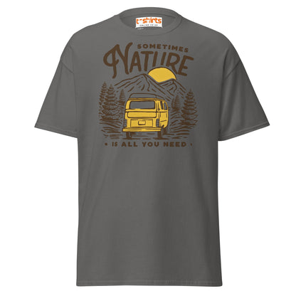 Nature Is All You Need T-Shirt | Adventure Van Tee - Charcoal - T-Shirts Online