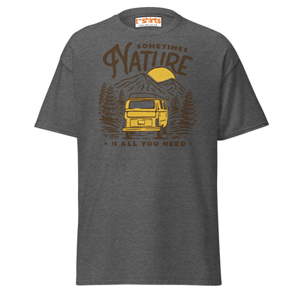 Nature Is All You Need T-Shirt | Adventure Van Tee - Dark Heather - T-Shirts Online