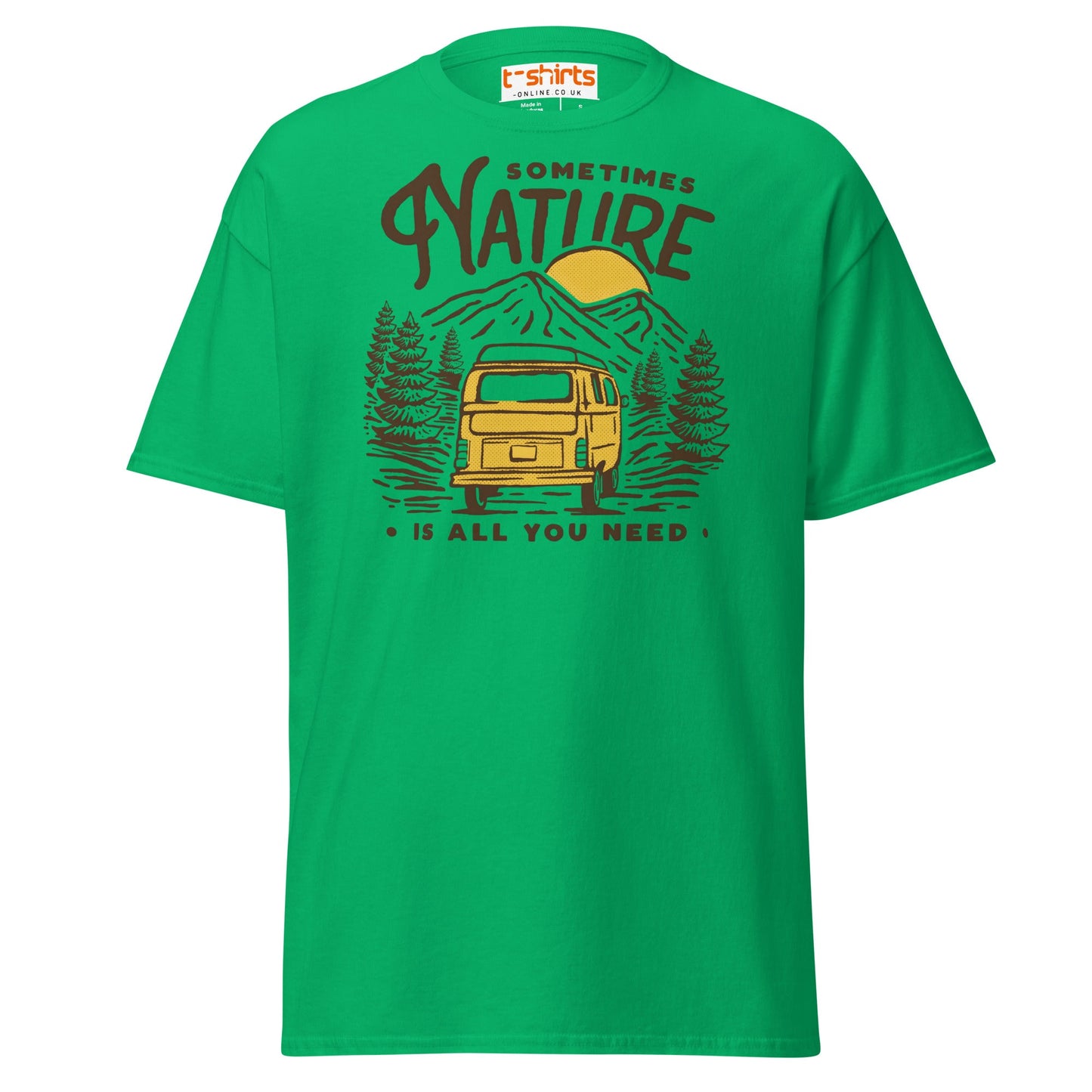Nature Is All You Need T-Shirt | Adventure Van Tee - Irish Green - T-Shirts Online