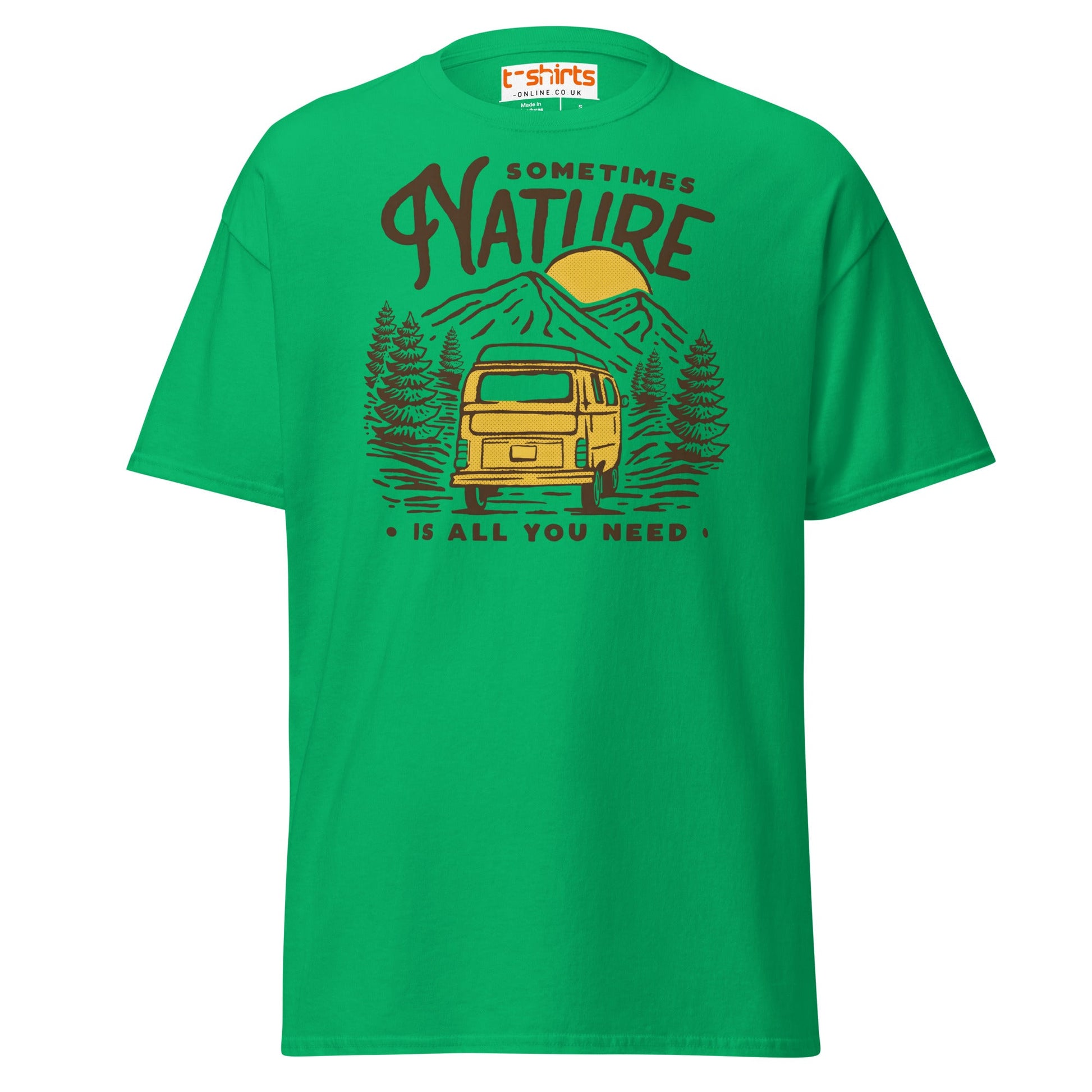 Nature Is All You Need T-Shirt | Adventure Van Tee - Irish Green - T-Shirts Online