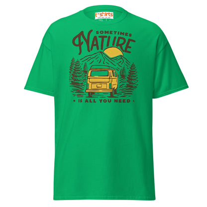 Nature Is All You Need T-Shirt | Adventure Van Tee - Irish Green - T-Shirts Online