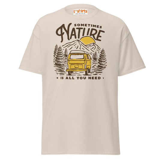 Nature Is All You Need T-Shirt | Adventure Van Tee - Natural - T-Shirts Online