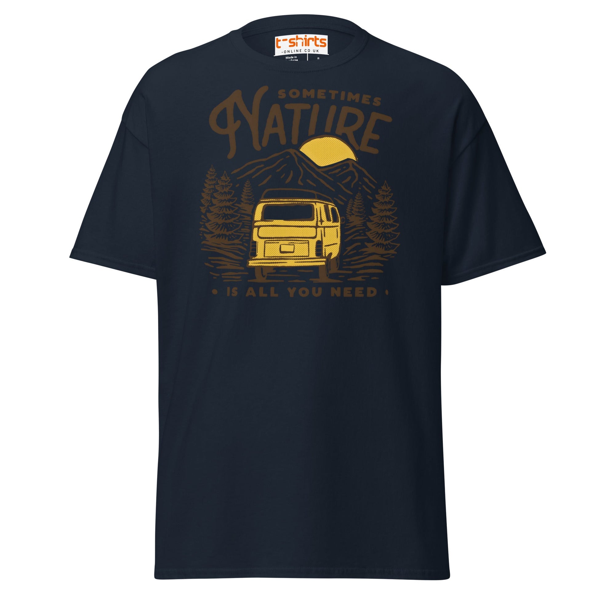 Nature Is All You Need T-Shirt | Adventure Van Tee - Navy - T-Shirts Online