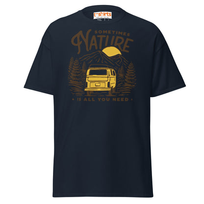 Nature Is All You Need T-Shirt | Adventure Van Tee - Navy - T-Shirts Online