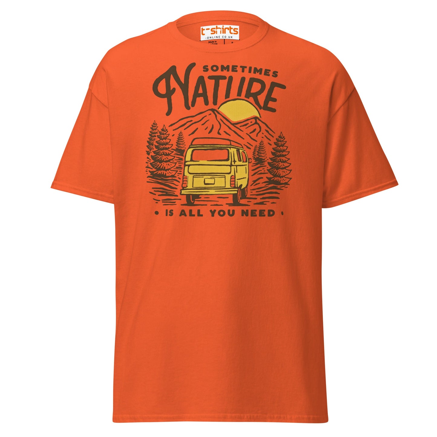 Nature Is All You Need T-Shirt | Adventure Van Tee - Orange - T-Shirts Online