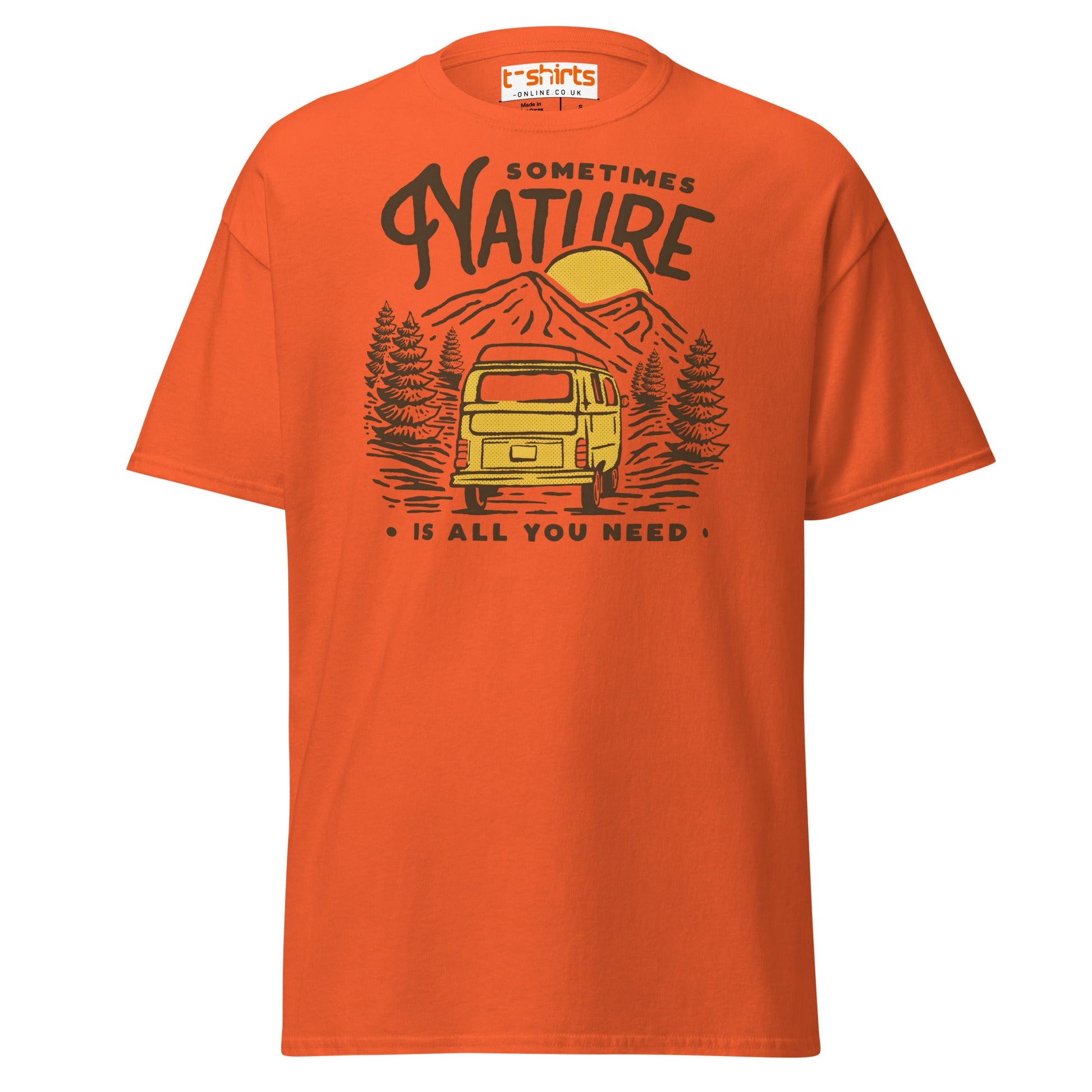 Nature Is All You Need T-Shirt | Adventure Van Tee - Orange - T-Shirts Online
