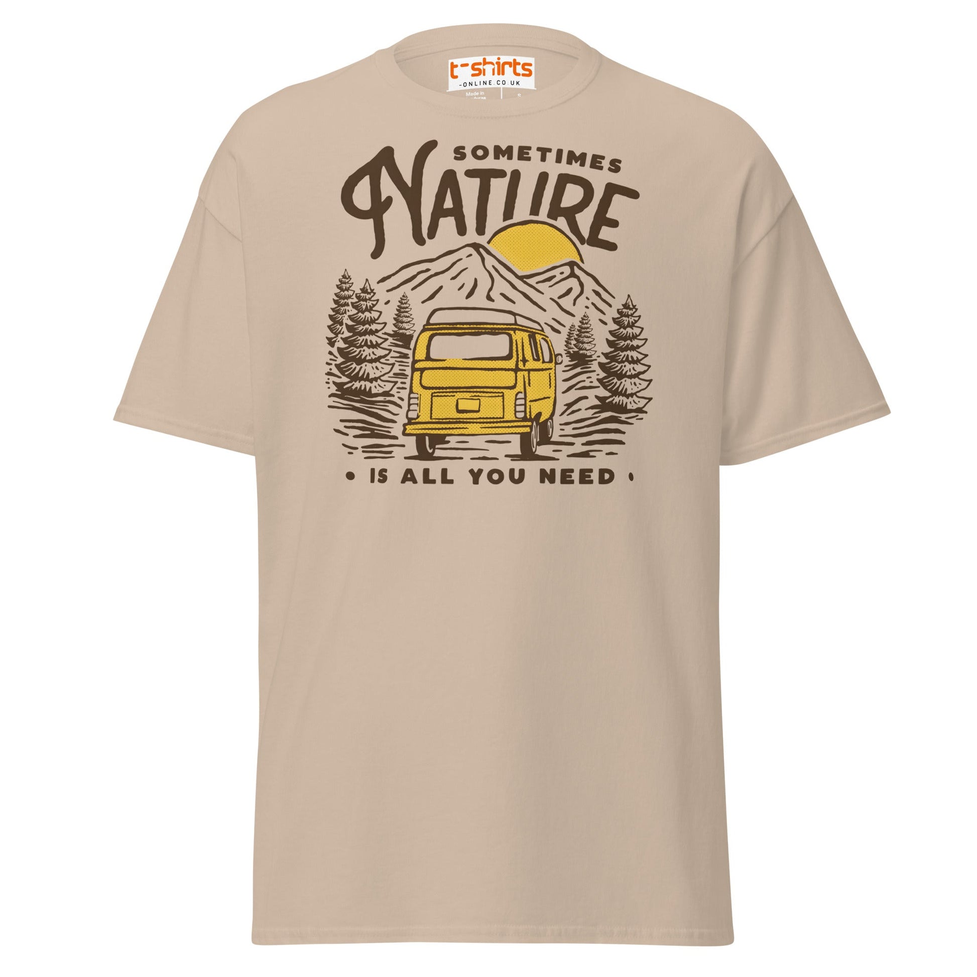 Nature Is All You Need T-Shirt | Adventure Van Tee - Sand - T-Shirts Online