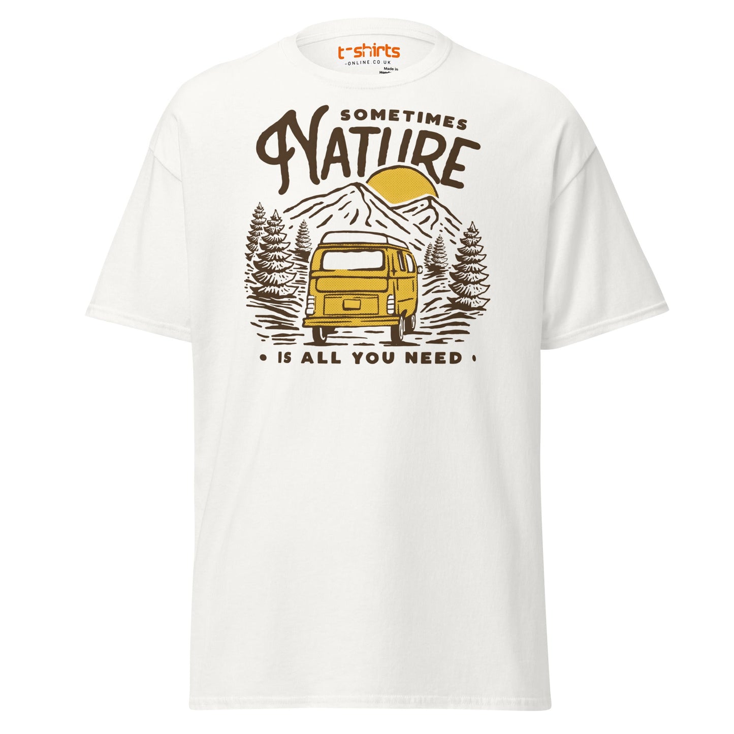 Nature Is All You Need T-Shirt | Adventure Van Tee - White - T-Shirts Online