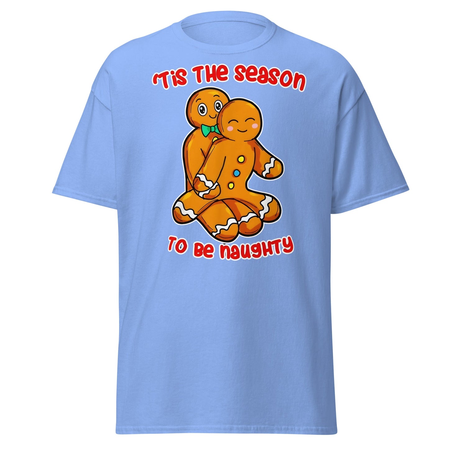 Naughty Gingerbread Christmas T-Shirt - Adult Humor Tee - Carolina Blue - T-Shirts Online