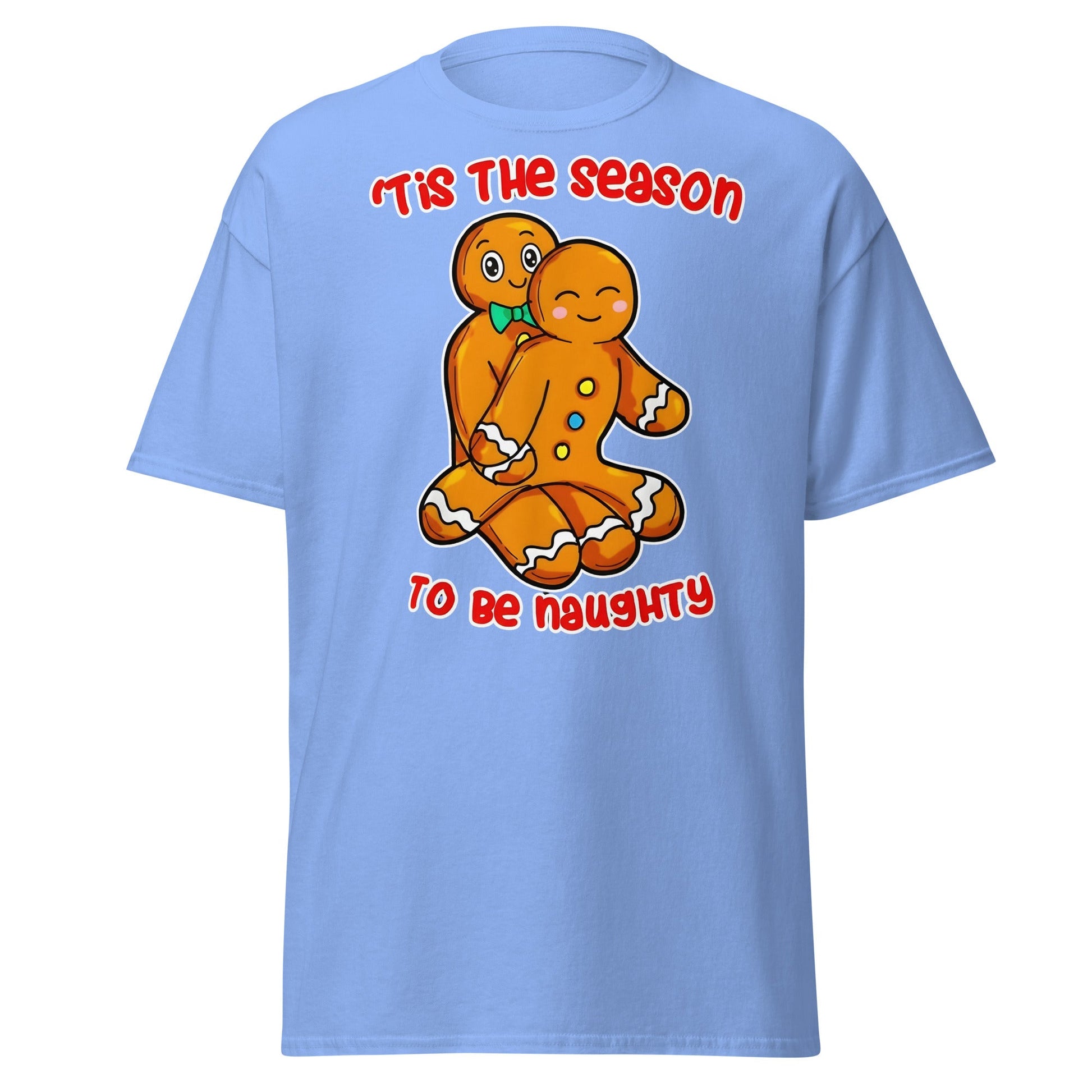 Naughty Gingerbread Christmas T-Shirt - Adult Humor Tee - Carolina Blue - T-Shirts Online