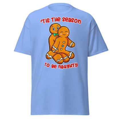 Naughty Gingerbread Christmas T-Shirt - Adult Humor Tee - Carolina Blue - T-Shirts Online