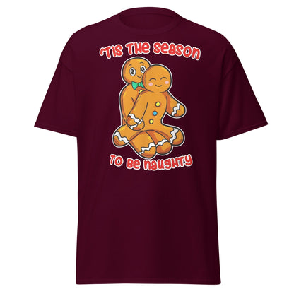 Naughty Gingerbread Christmas T-Shirt - Adult Humor Tee - Maroon - T-Shirts Online