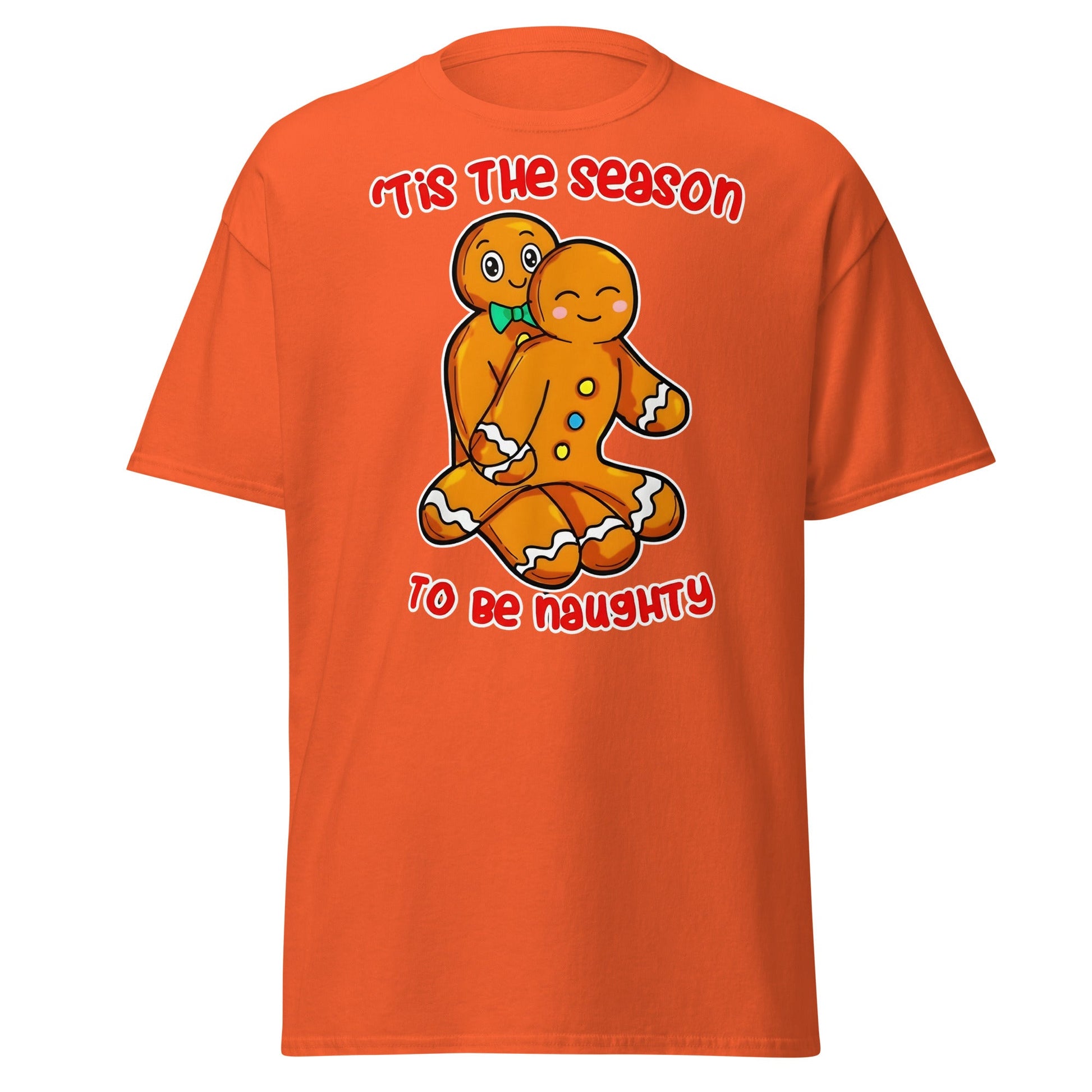 Naughty Gingerbread Christmas T-Shirt - Adult Humor Tee - Orange - T-Shirts Online
