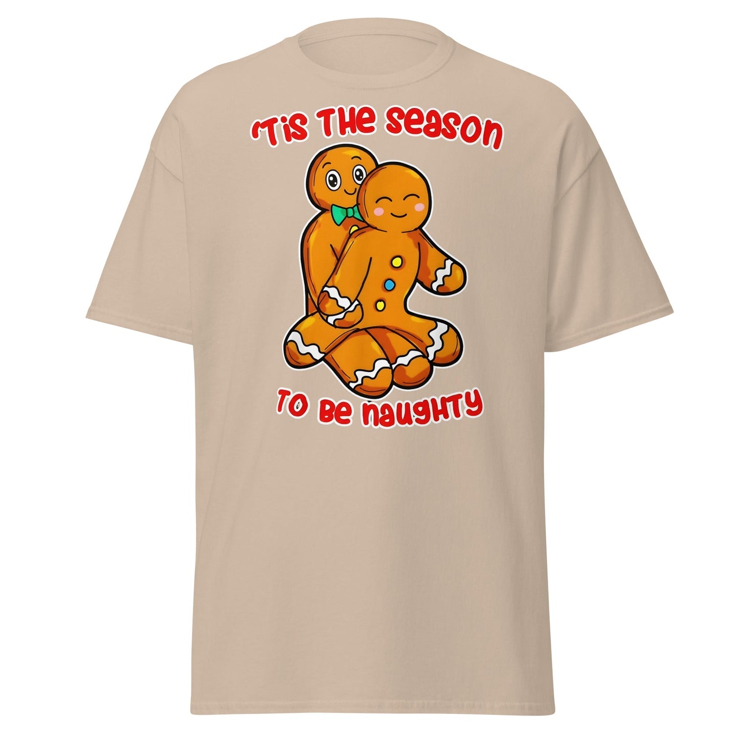 Naughty Gingerbread Christmas T-Shirt - Adult Humor Tee - Sand - T-Shirts Online