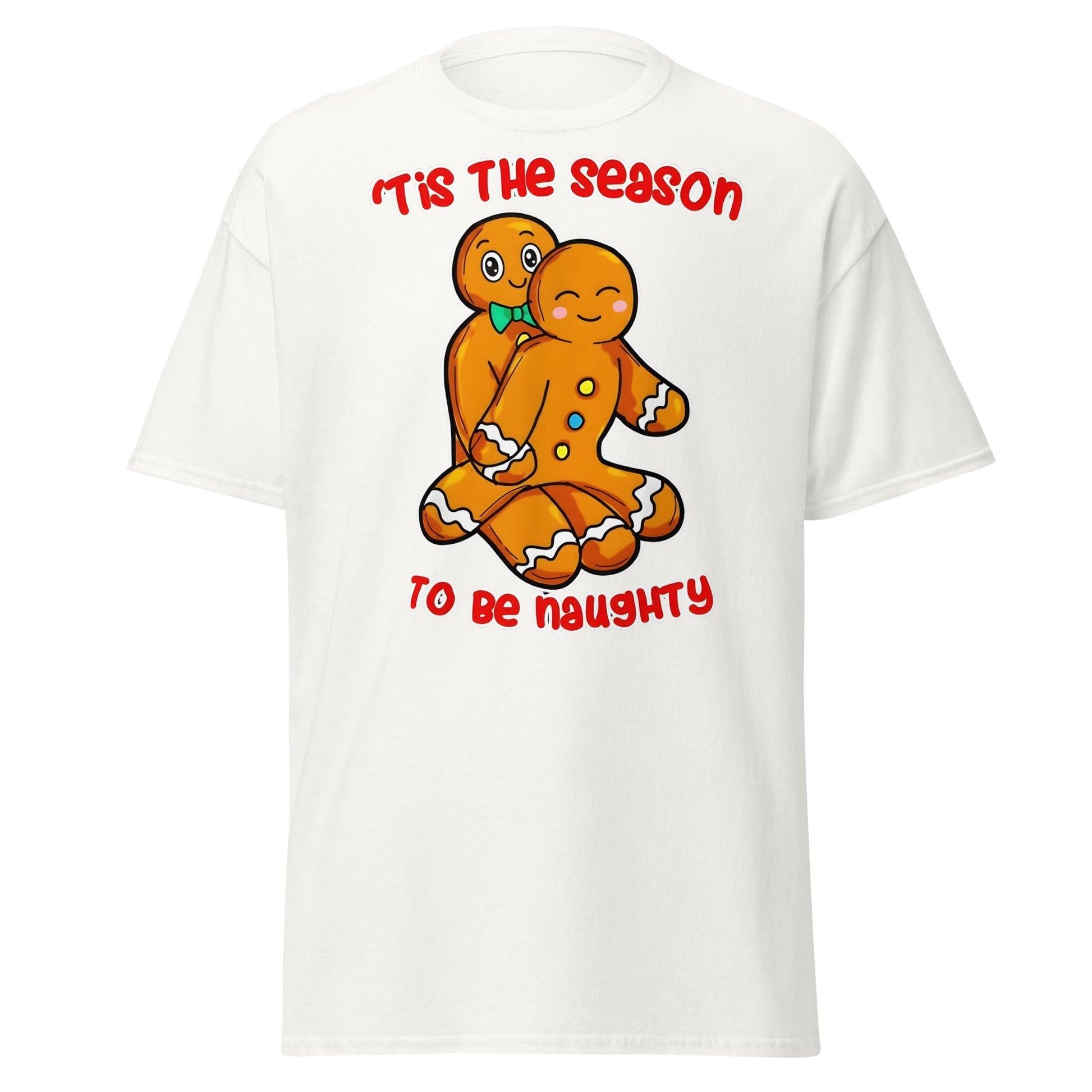 Naughty Gingerbread Christmas T-Shirt - Adult Humor Tee - White - T-Shirts Online